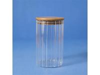 Pote Oikos de Vidro Canelado com Tampa de Bambu 800ml - 2