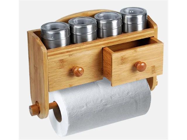 Porta Condimentos em Bambu com Acessórios e Gavetas 5 Peças - 1