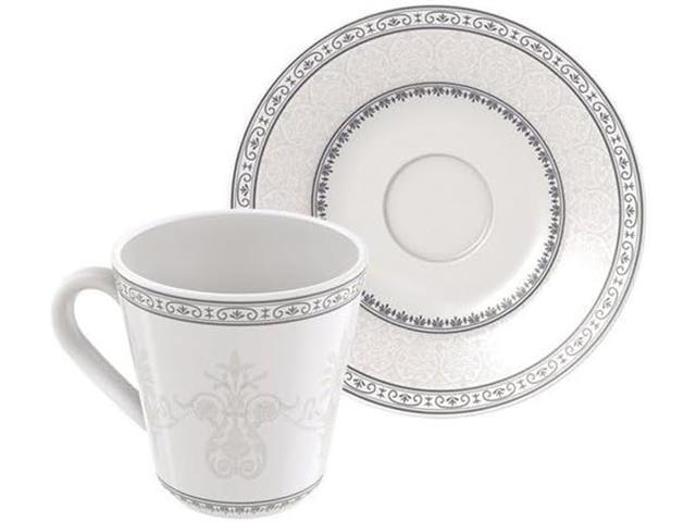 Conjunto Xícara e Pires Café Tramontina Gabrielle Porcelana Decorada - 2