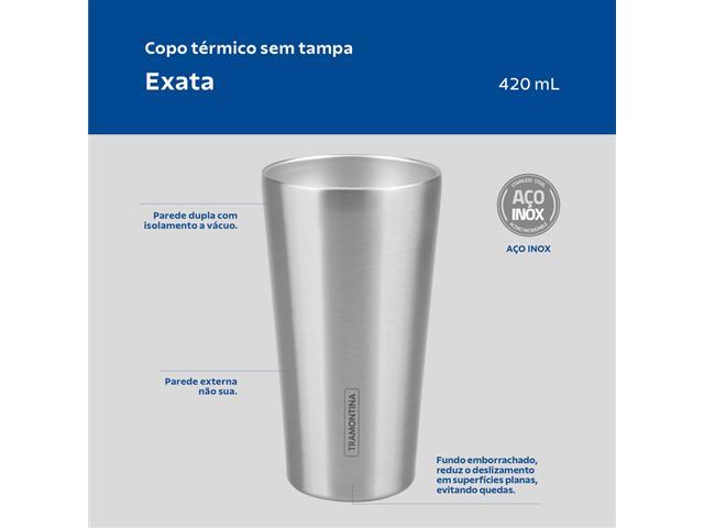 Copo Térmico Tramontina Exata em Aço Inox sem Tampa 420 ml - 3