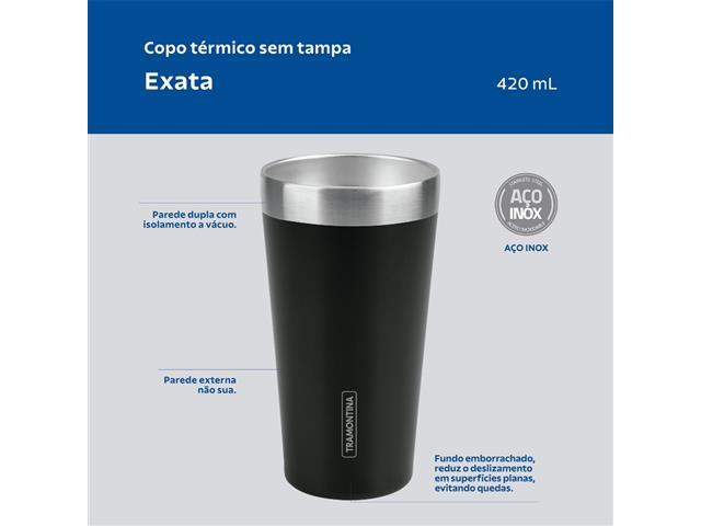 Copo Térmico Tramontina Exata em Aço Inox Preto sem Tampa 420 ml - 3