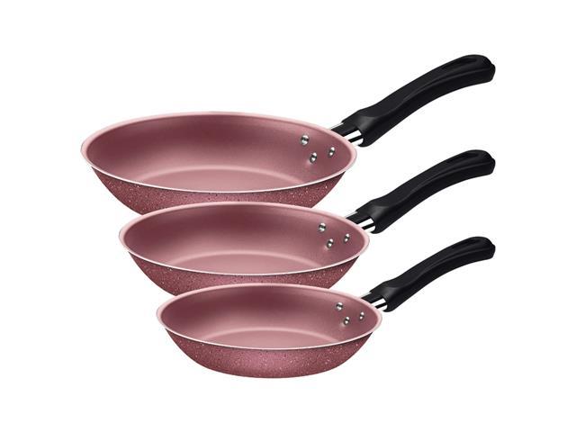 Jogo de Frigideiras Tramontina Caribe em Alumínio Rosa 3 Pçs - 1