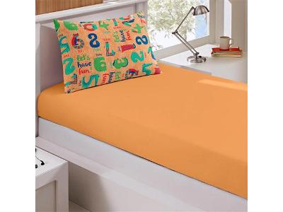 Fronha Avulsa Buettner Malha Basic Estampado Infantil Números Laranja