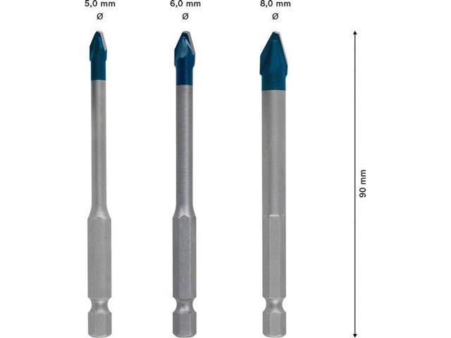 Jogo de brocas Bosch EXPERT HEX-9 Hard Ceramic 5/6/8mm, 3 peças - 2