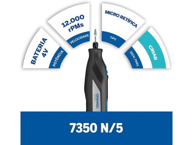 Retífica Dremel Bosch 4v à Bateria 7350 BIVOLT DREMEL com 5 acessórios - 2