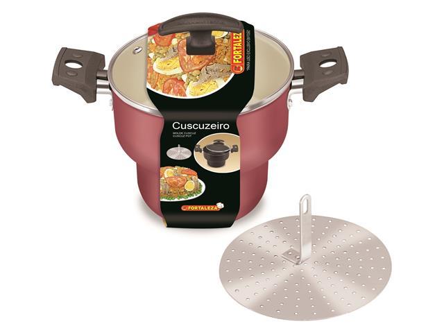 Cuscuzeiro Fortaleza com Tampa De Vidro Cereja - 1