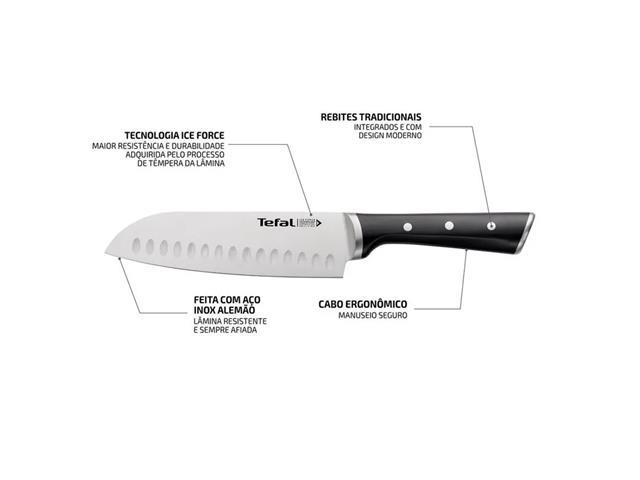 Faca Santoku Aço Inox Tefal Ice Force 18cm - 3