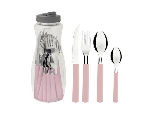 Faqueiro Tramontina Gamboa com Lâminas em Inox e Cabo Rosa 16 Peças - 1