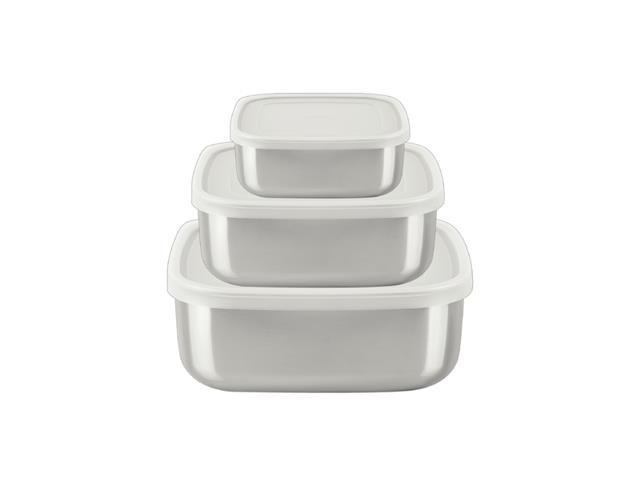 Jogo de Potes Tramontina Freezinox Quadrados em Inox com Tampa 3 Peças - 1