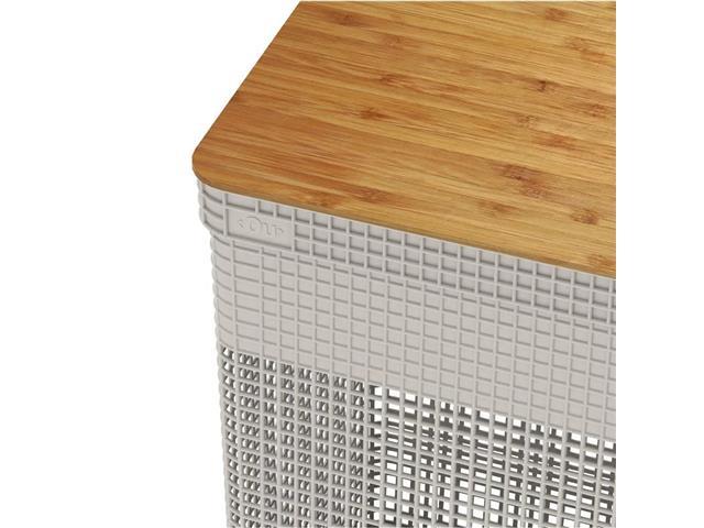 Cesto de Roupas OU Grid Com Tampa de Bambu 49 Litros Bege - 3