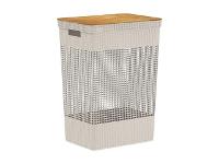 Cesto de Roupas OU Grid Com Tampa de Bambu 49 Litros Bege - 1