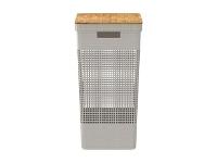 Cesto de Roupas OU Grid Com Tampa de Bambu 49 Litros Bege - 2