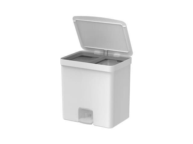 Lixeira de Pedal OU Trium 20 Litros com Duplo Compartimento Branco - 1