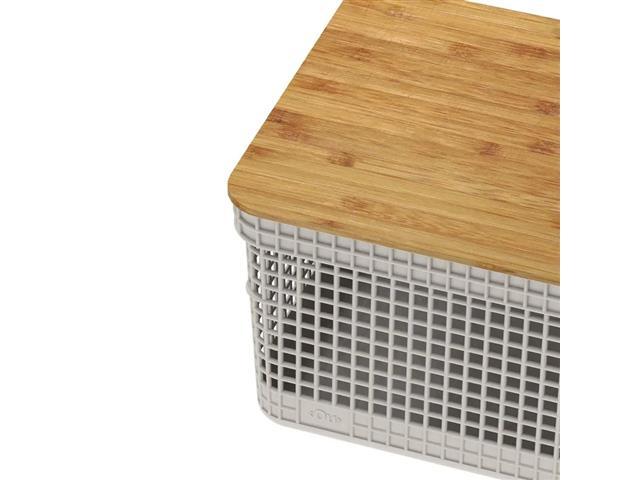 Cesto Organizador OU Grid com Tampa de Bambu 8 Litros Bege - 3
