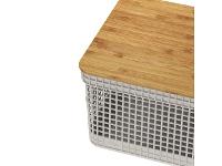 Cesto Organizador OU Grid com Tampa de Bambu 8 Litros Bege - 3