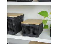 Cesto Organizador OU Grid com Tampa de Bambu 8 Litros Preto - 4