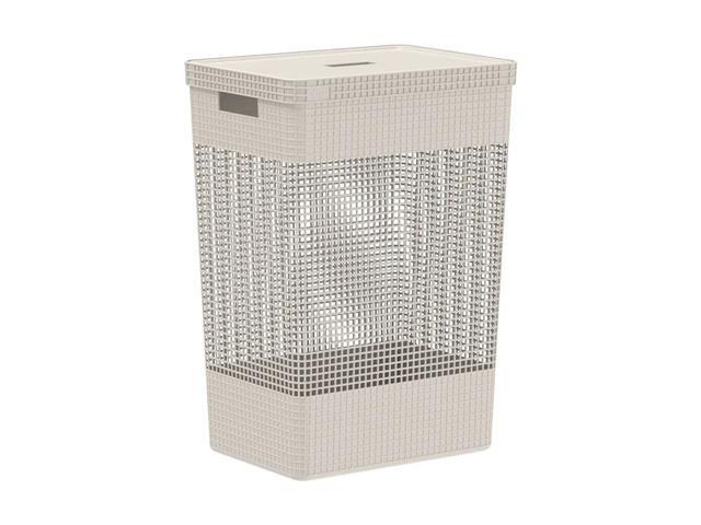 Cesto de Roupas OU Grid com Tampa 49 Litros Bege - 1