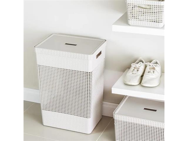 Cesto de Roupas OU Grid com Tampa 49 Litros Bege - 4