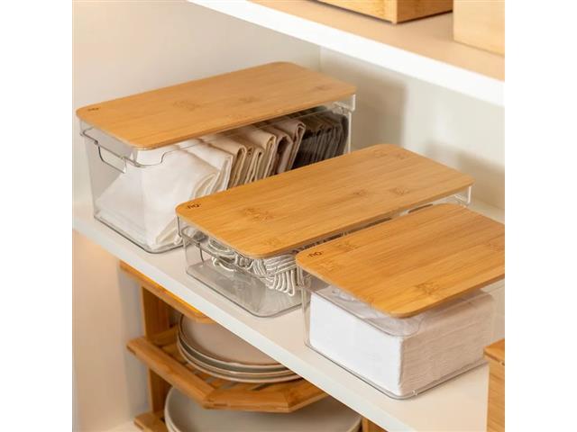 Organizador Clear OU com Tampa de Bambu 3 Litros - 3