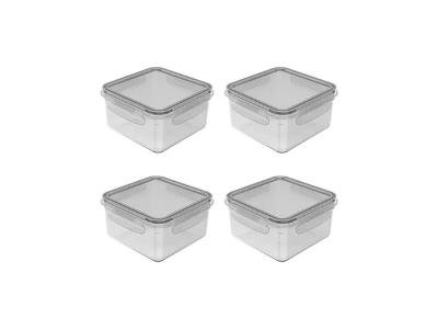 Conjunto de Potes Organizadores de Geladeira OU Click Quadrado 4 Peças
