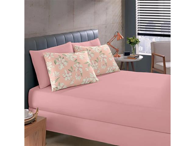 Jogo de Cama Casal Buettner Basic Malha Daiane Rosa 3 Peças - 3