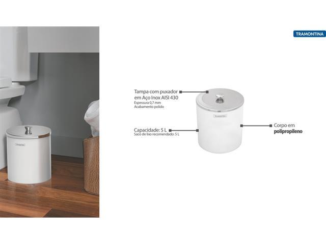 Lixeira Útil com Tampa Tramontina Branca 5 Litros - 2
