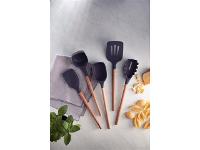 Colher de Servir Tramontina Live em Silicone Cinza com Cabo de Madeira - 4