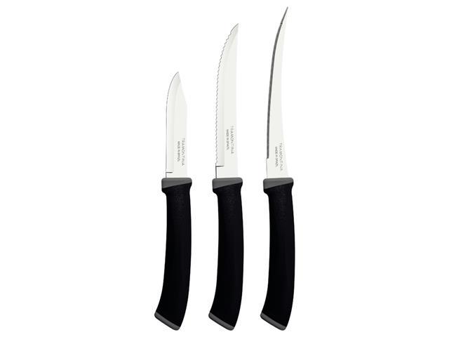 Jogo de Facas Tramontina Felice Lâminas em Inox e Cabo Preto 3 Peças - 2