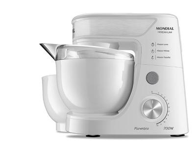 Batedeira Planetária Mondial Branco e Inox 500W - Premium 12 Velocidades