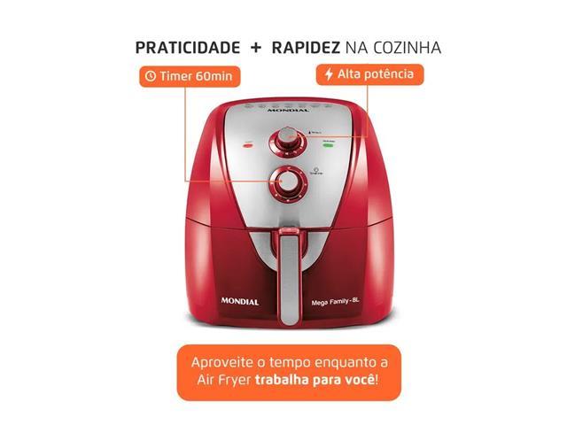 Fritadeira Sem Óleo Air Fryer 8L Mondial Vermelho 1900W  AFN-80-RI - 3