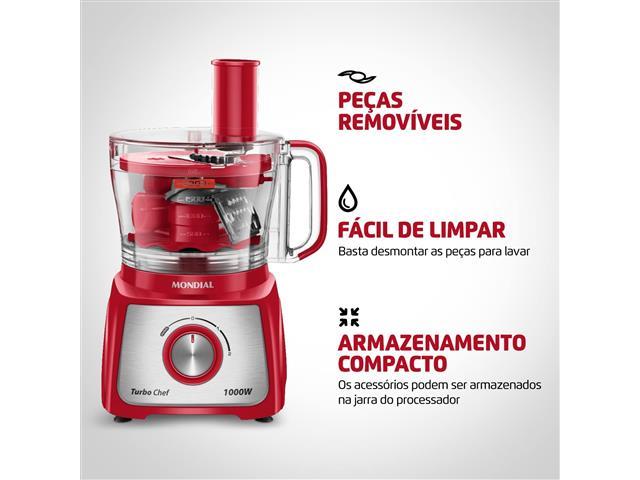 Multiprocessador Turbo Chef 9em1 Mondial Vermelho 1000W  MPN-01-RF - 4
