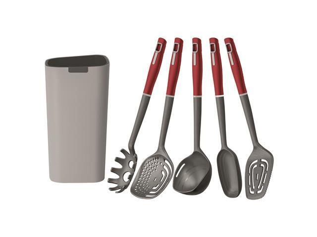 Jogo de Utensílios Nylon Tramontina Verano Vermelho 6 Peças - 1