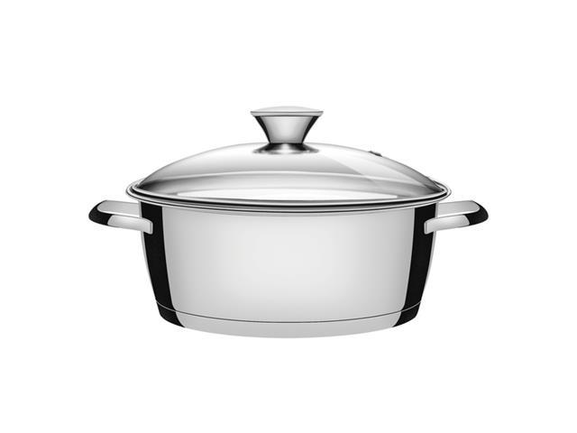 Caçarola Rasa Tramontina Allegra em Aço Inox e Tampa de Vidro 24CM - 1