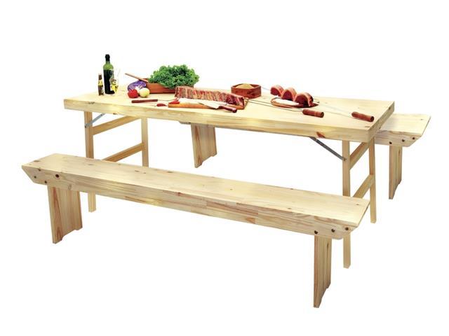 Conjunto Mesa e Bancos Tramontina Naturalle em Madeira Pinus 2000 mm - 1