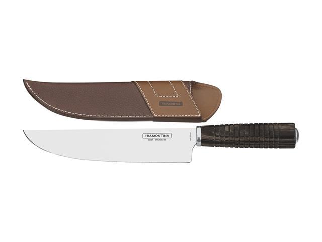 Faca Tramontina para Carne Cabo Castanho 8" com Bainha de Couro - 1