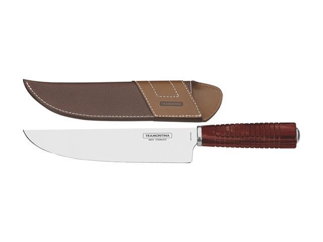 Faca Tramontina para Carne Cabo Vermelho 8" com Bainha de Couro - 1