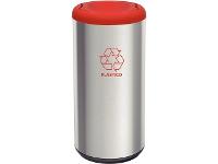 Lixeira Inox Tramontina Piemonte Acabamento Scotch 40 Litros Vermelha - 1