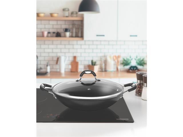 Panela Wok Tramontina Mônaco Antiaderente Preto e Tampa de Vidro 32CM - 2