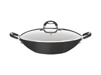 Panela Wok Tramontina Mônaco Antiaderente Preto e Tampa de Vidro 32CM - 1