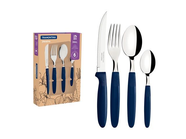 Faqueiro Tramontina Ipanema em Inox e Cabo Azul 24 Peças - 1