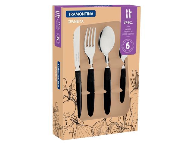 Faqueiro Tramontina Ipanema em Inox e Cabo Preto 24 Peças - 3