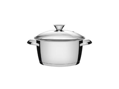 Caçarola Funda Tramontina Allegra em Aço Inox e Tampa de Vidro 18CM