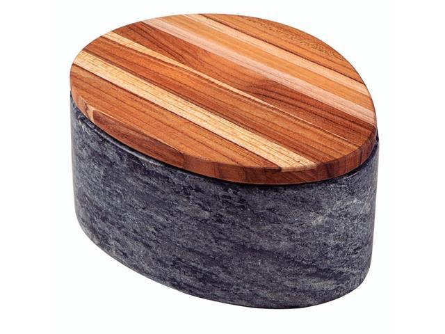 Pote Tramontina Concreta em Pedra Sabão Polida com Tampa Madeira Teca - 1