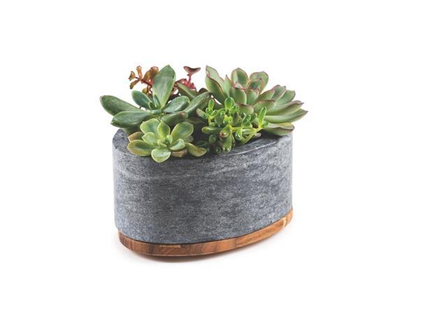 Pote Tramontina Concreta em Pedra Sabão Polida com Tampa Madeira Teca - 4