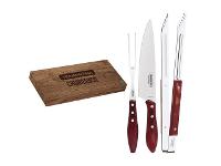 Jogo Trinchante Tramontina Cabos de Madeira Polywood Vermelho 3 Peças - 1