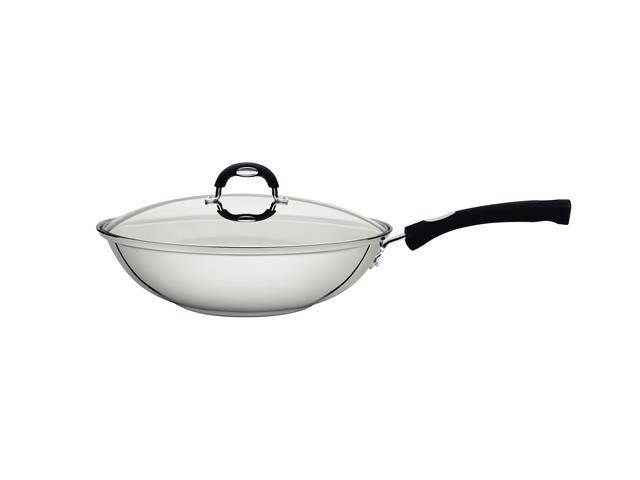 Panela Wok Tramontina Solar Silicone em Aço Inox Tampa de Vidro 28CM - 1
