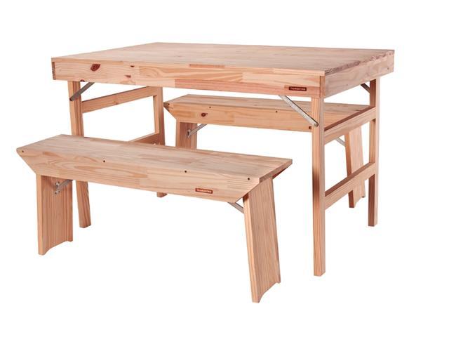 Conjunto Mesa e Bancos Tramontina Naturalle em Madeira Pinus 1300 mm - 1