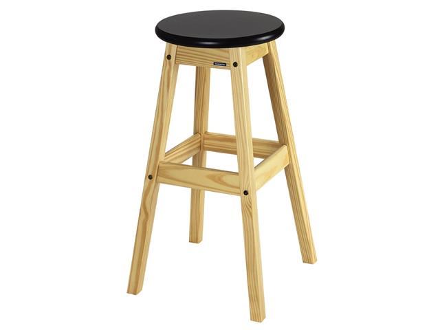 Banqueta Alta Tramontina em Madeira Pinus com Tampo Preto - 1