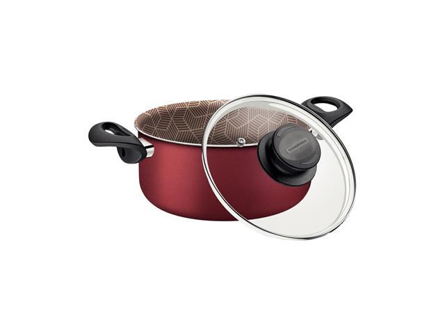 Caçarola Tramontina Paris Antiaderente Tampa de Vidro Vermelha 22CM - 1