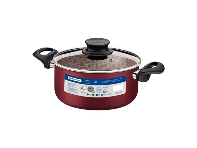 Caçarola Tramontina Paris Antiaderente Tampa de Vidro Vermelha 26CM - 4